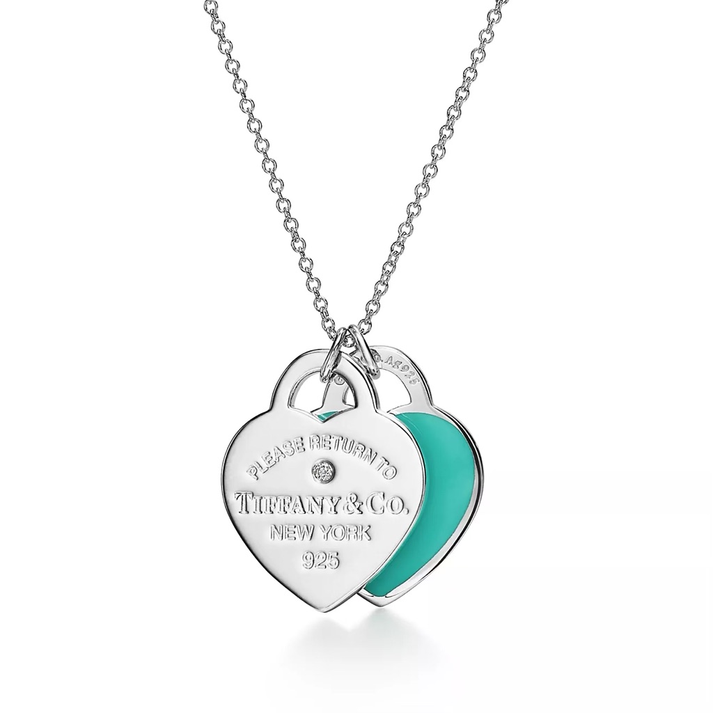 New Tiffany Blue With Diamond 16-18mm Pendant Necklace.